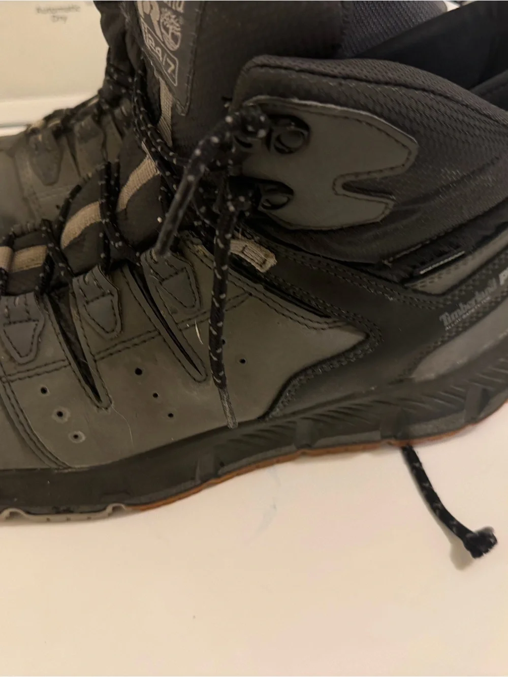 Timberland PRO Men's Gray and Black Work Boots with Brown Outsole